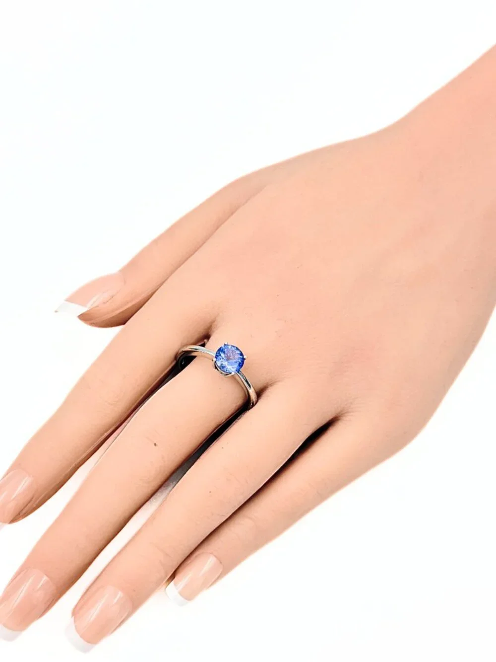 Gorgeous Marked Sterling Silver Round Cut Amethyst Solitaire Ring Sz 11